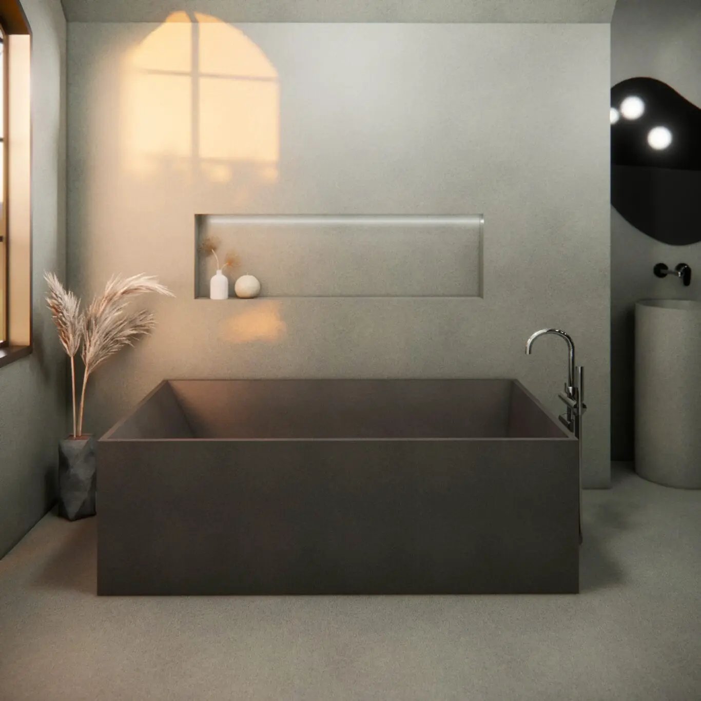 Balux Brek 72 Rectangular Concrete Freestanding Bathtub by Balux