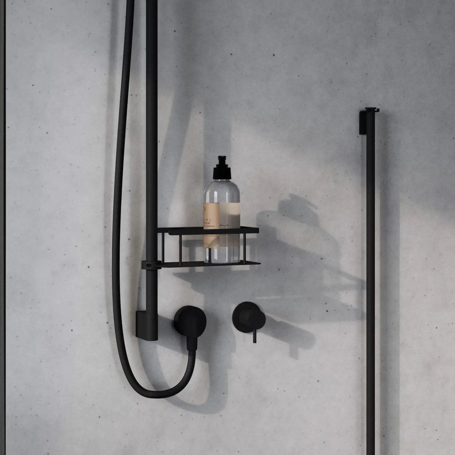 black shower basket
