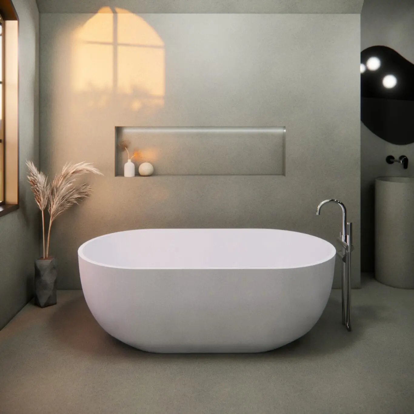 Balux Ola 66 Oval Concrete Freestanding Bathtub by Balux