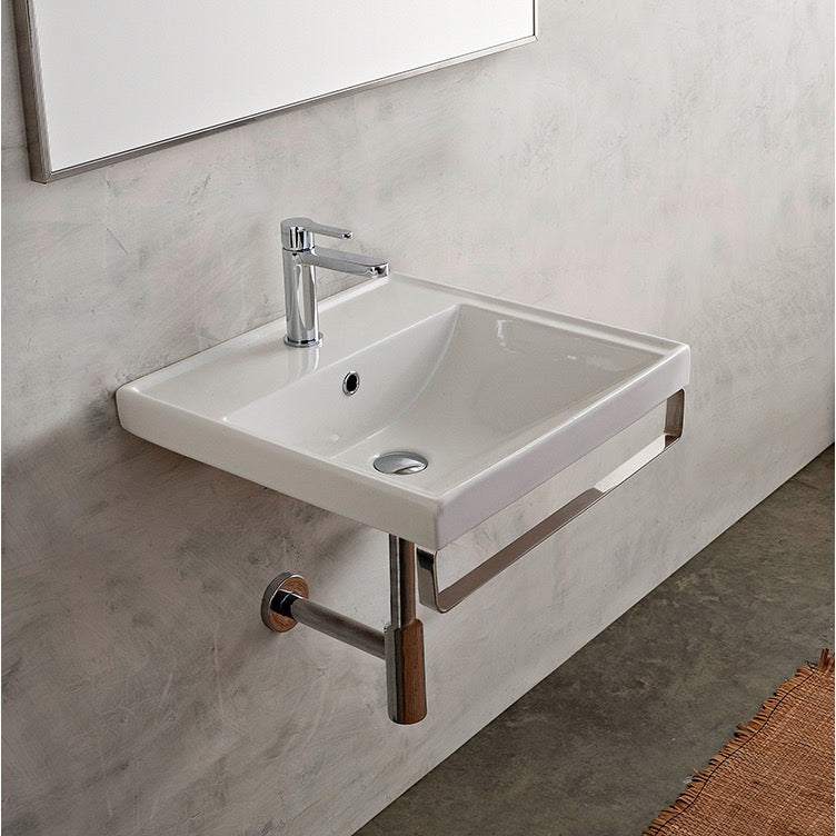 Nameeks Scarabeo 24-1/5" Ceramic Wall Mount Bathroom Sink - Includes Overflow