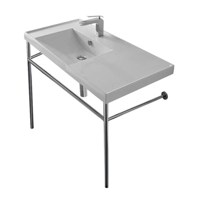 Nameeks ML Ceramic Console Bathroom Sink with Chrome Stand by Nameeks