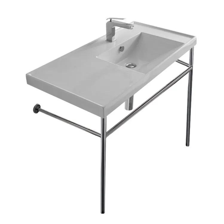 Nameeks ML Ceramic Console Bathroom Sink with Chrome Stand by Nameeks