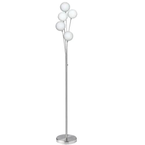 satin chrome with white glass floor lamp