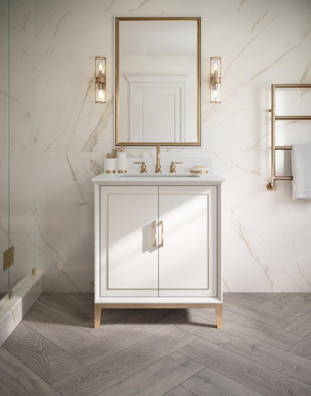 white quartz vanity