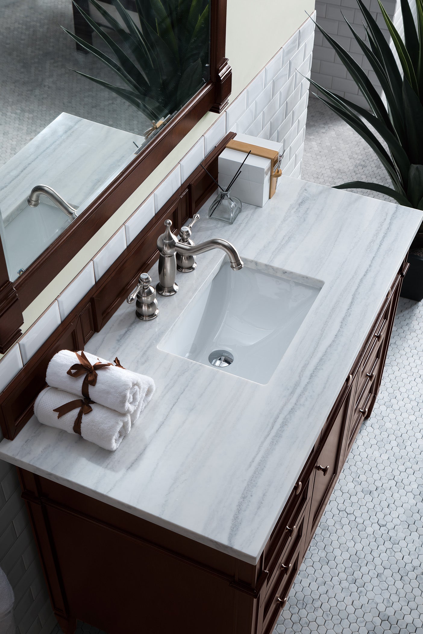 burnished mahogany vanity