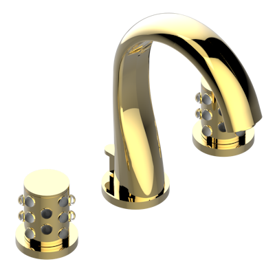 THG Paris Mossi Clear Crystal Widespread Lavatory Set with Drain by THG Paris
