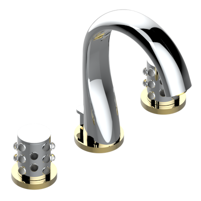 THG Paris Mossi Clear Crystal Widespread Lavatory Set with Drain