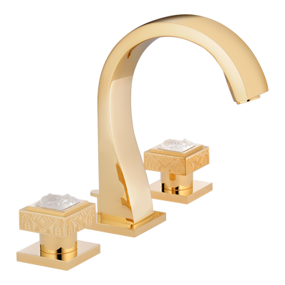 THG Paris Masque De Femme Engraved Metal Widespread Lavatory Set with Drain