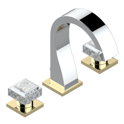 THG Paris Masque De Femme Engraved Metal Widespread Lavatory Set with Drain by THG Paris