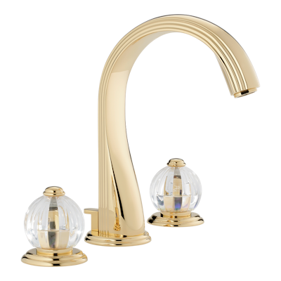 THG Paris Mandarine Clear Crystal Widespread Lavatory Set with Drain by THG Paris