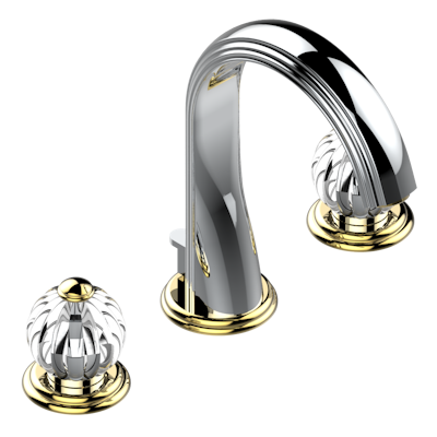 THG Paris Mandarine Clear Crystal Widespread Lavatory Set with Drain by THG Paris