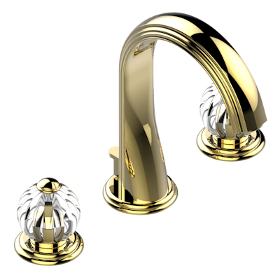 THG Paris Mandarine Clear Crystal Widespread Lavatory Set with Drain by THG Paris
