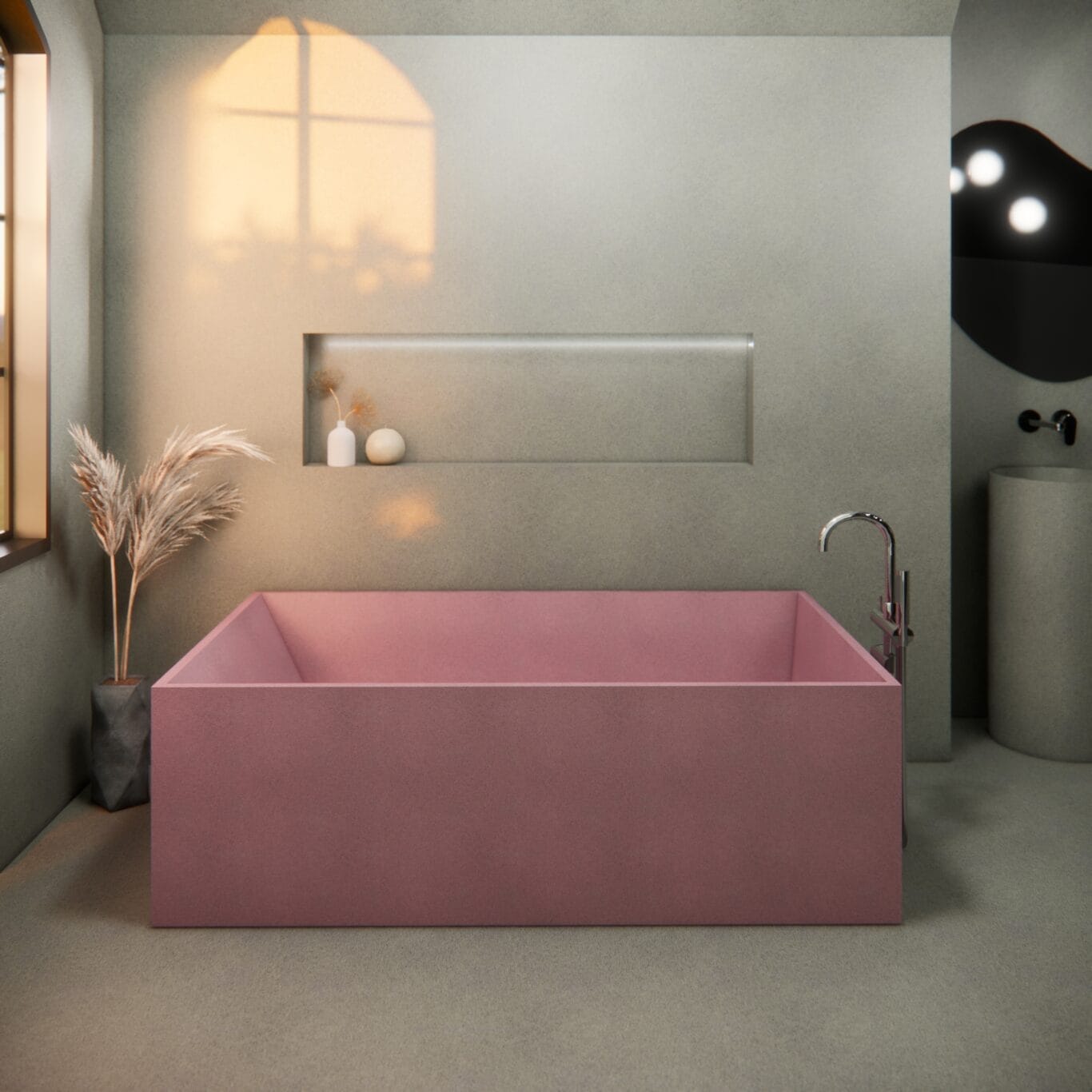 Balux Brek 66 Rectangular Concrete Freestanding Bathtub by Balux