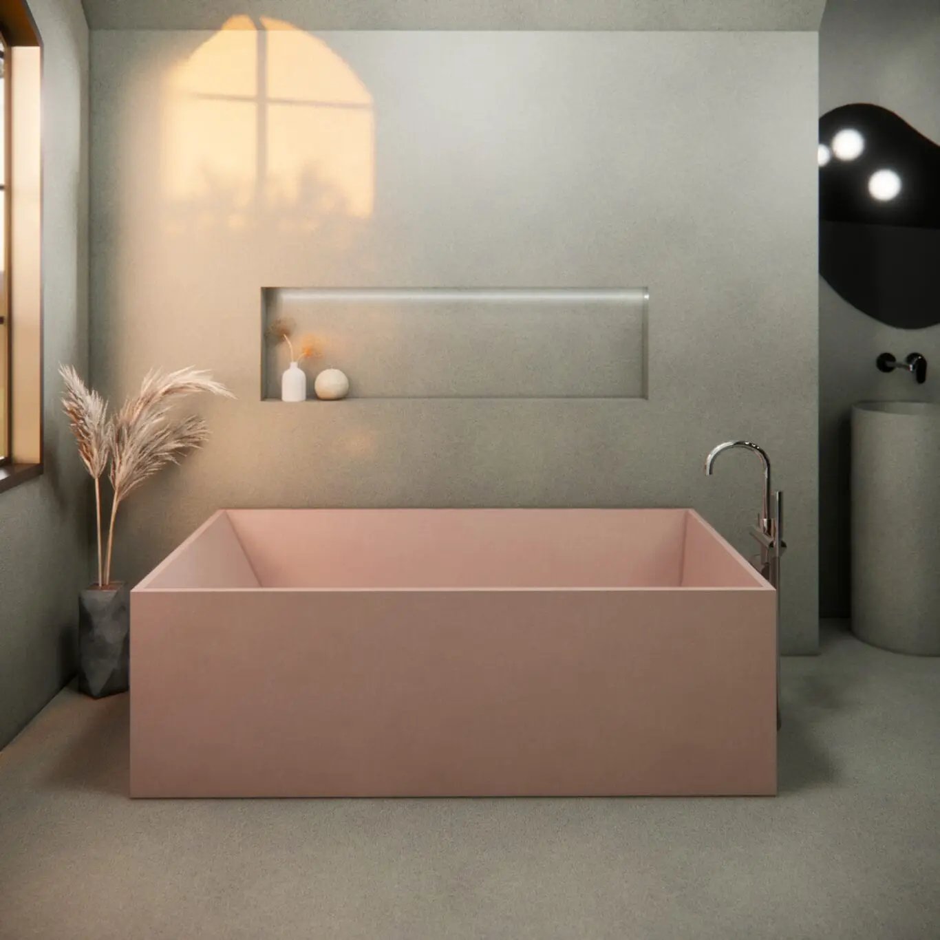 Balux Brek 72 Rectangular Concrete Freestanding Bathtub by Balux