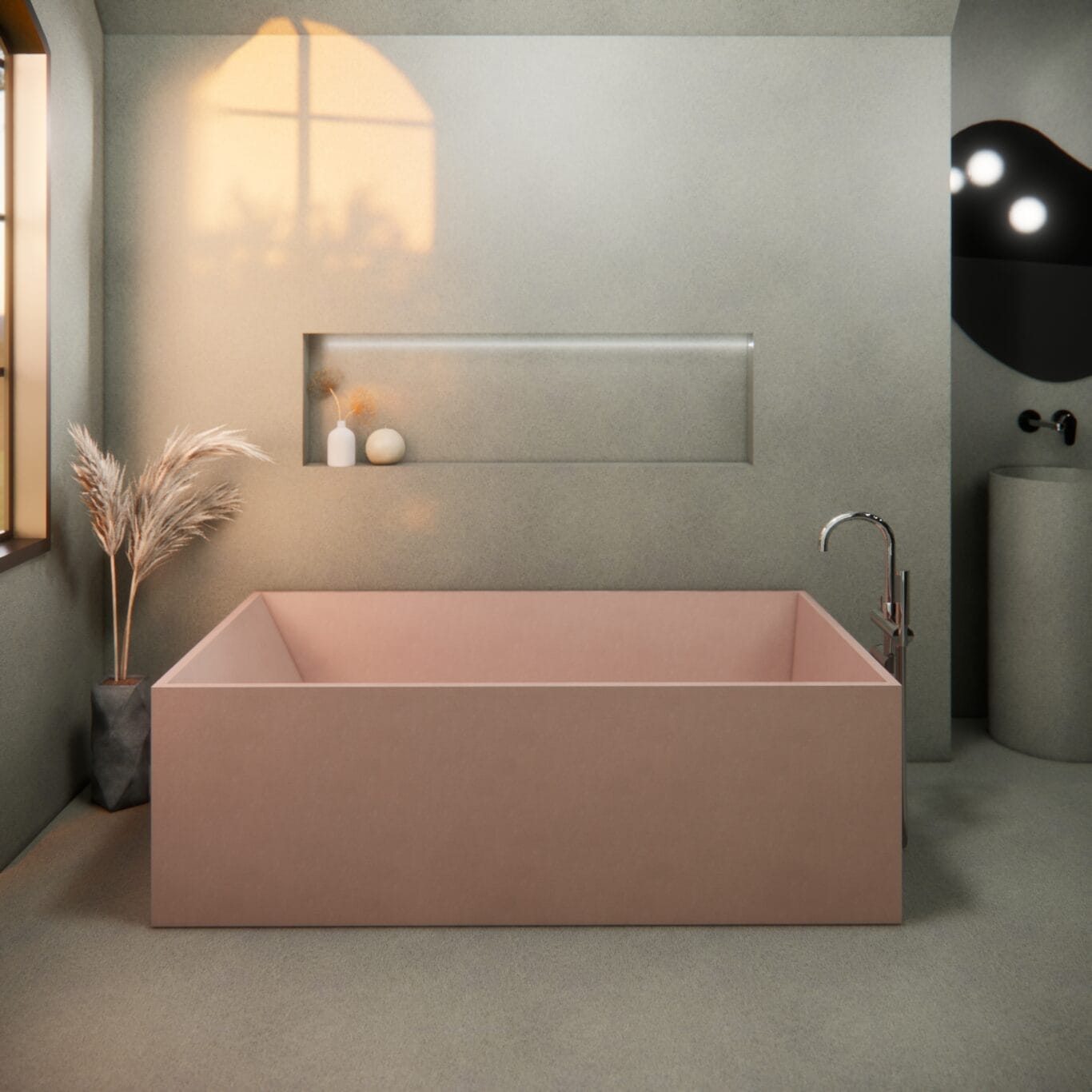 Balux Brek 66 Rectangular Concrete Freestanding Bathtub by Balux