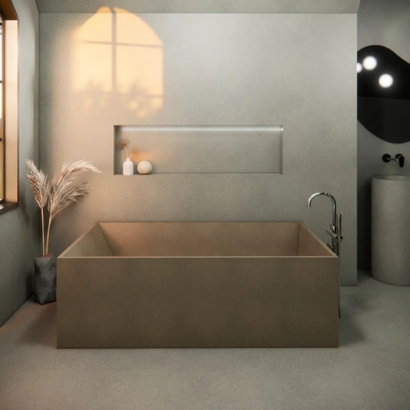 Balux Brek 72 Rectangular Concrete Freestanding Bathtub by Balux