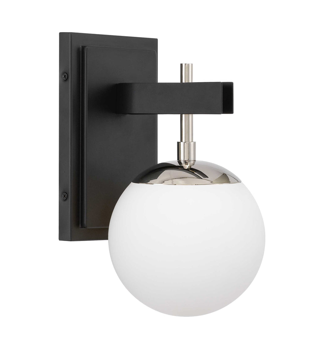 black/polished nickel wall mount light