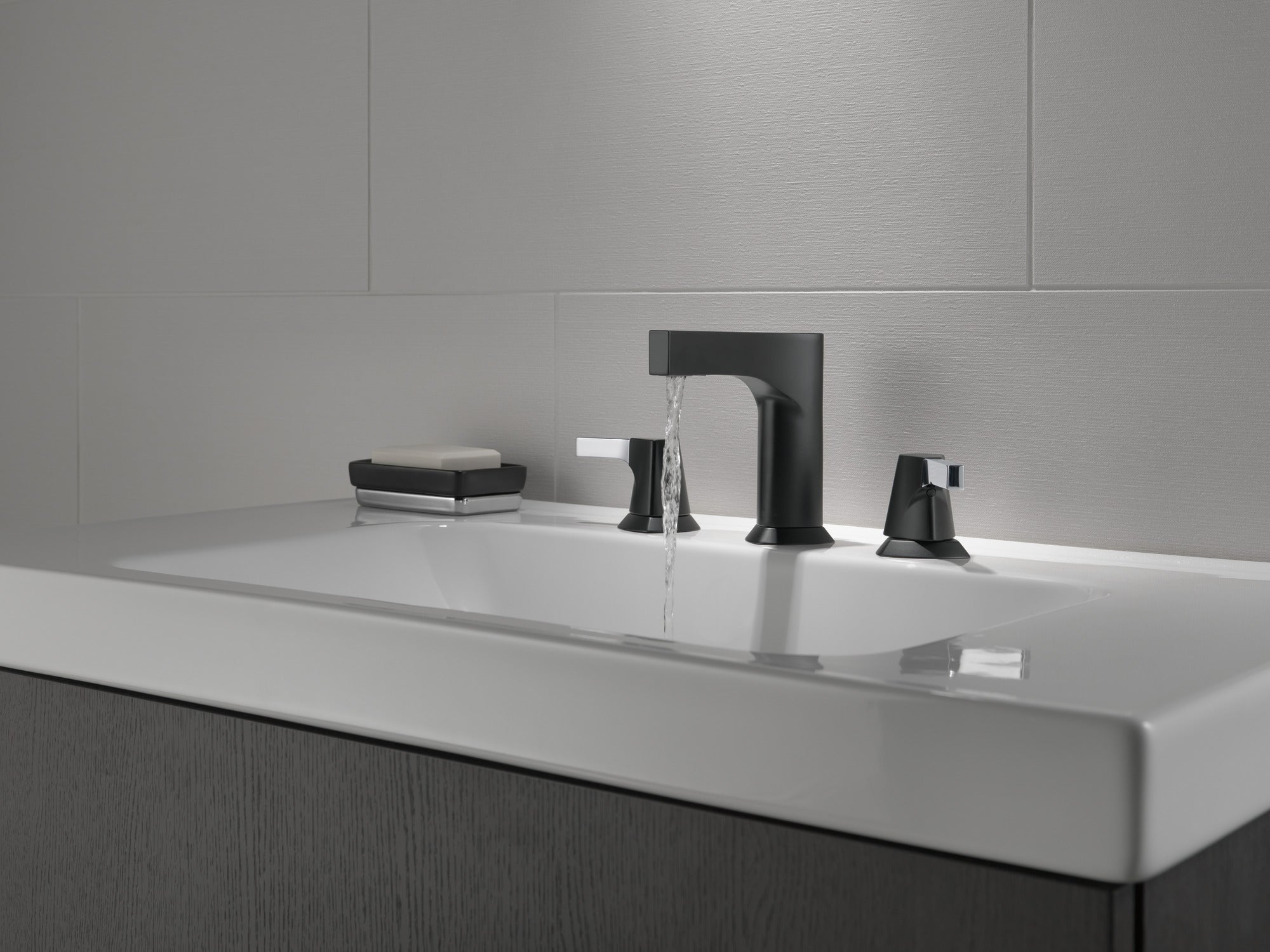 chrome / matte black bathroom faucet