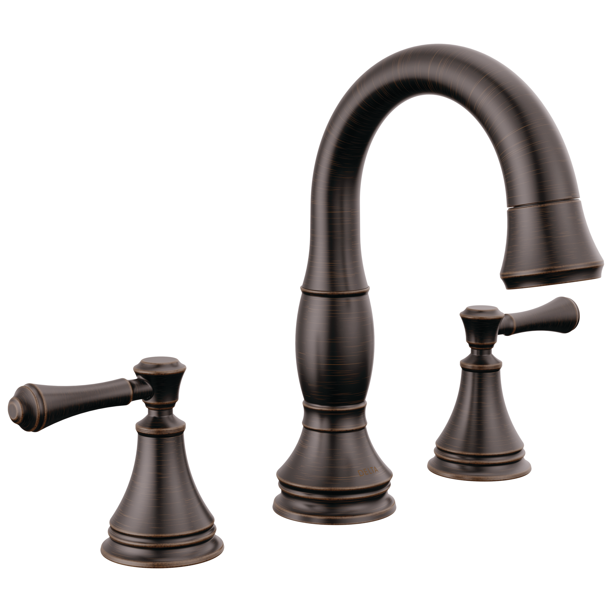 Delta Cassidy Two Handle Widespread Pull Down Bathroom Faucet by Delta