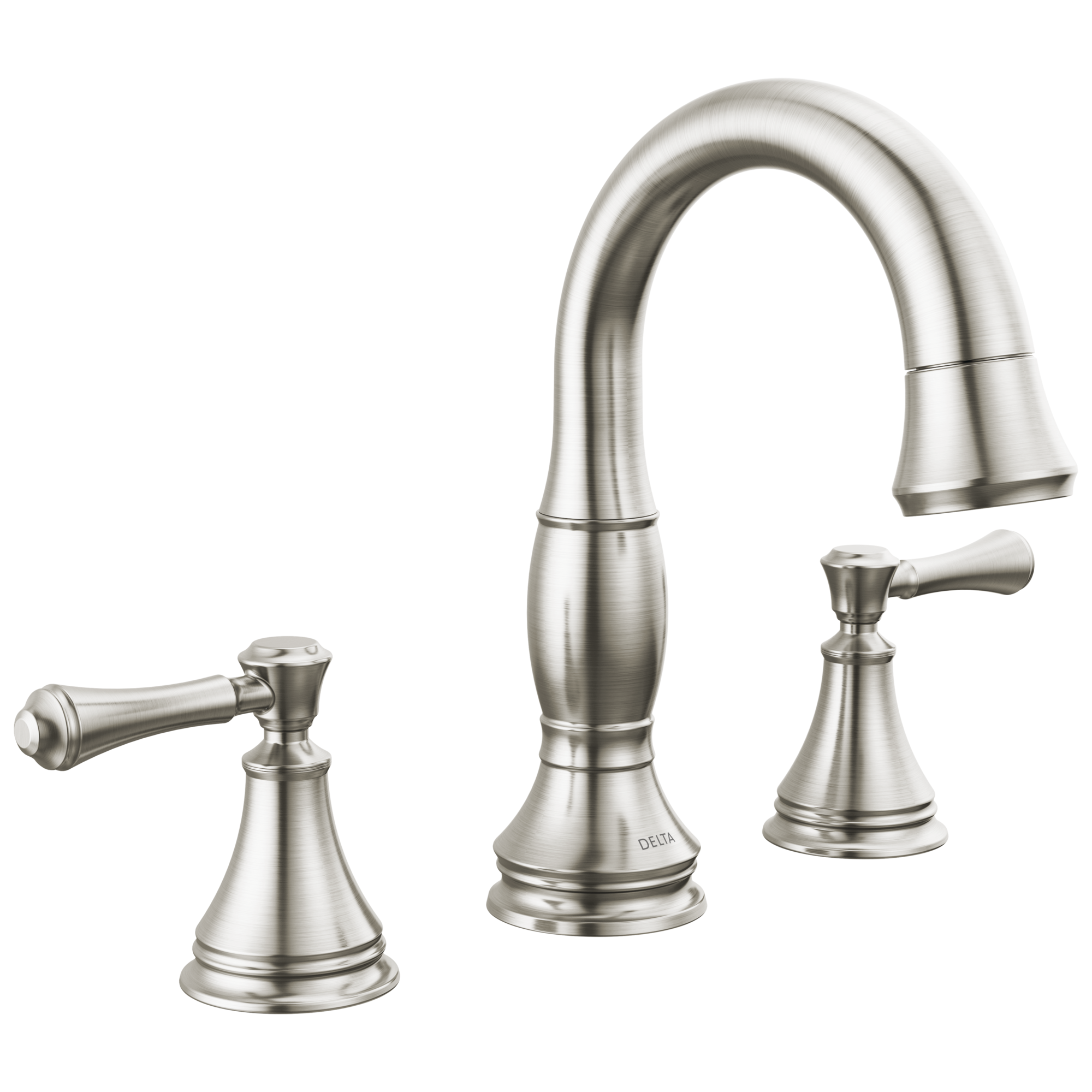 Delta Cassidy Two Handle Widespread Pull Down Bathroom Faucet by Delta