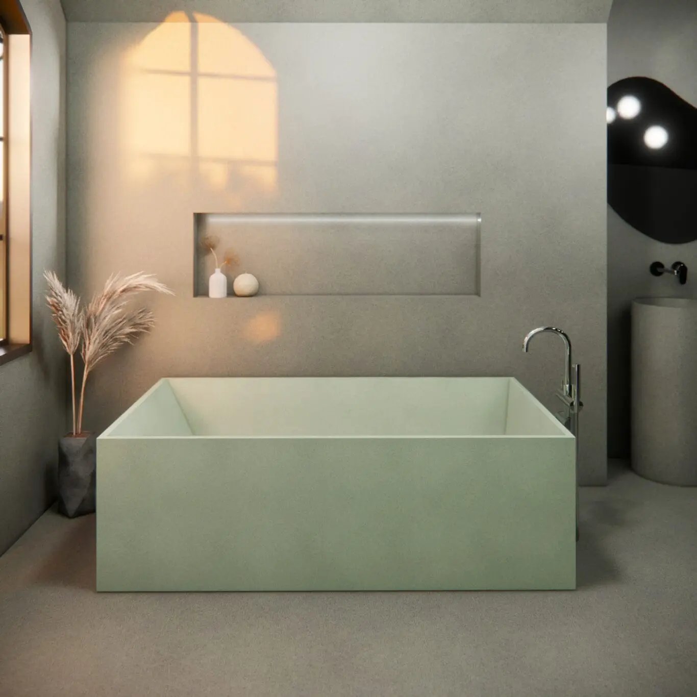 Balux Brek 66 Rectangular Concrete Freestanding Bathtub by Balux