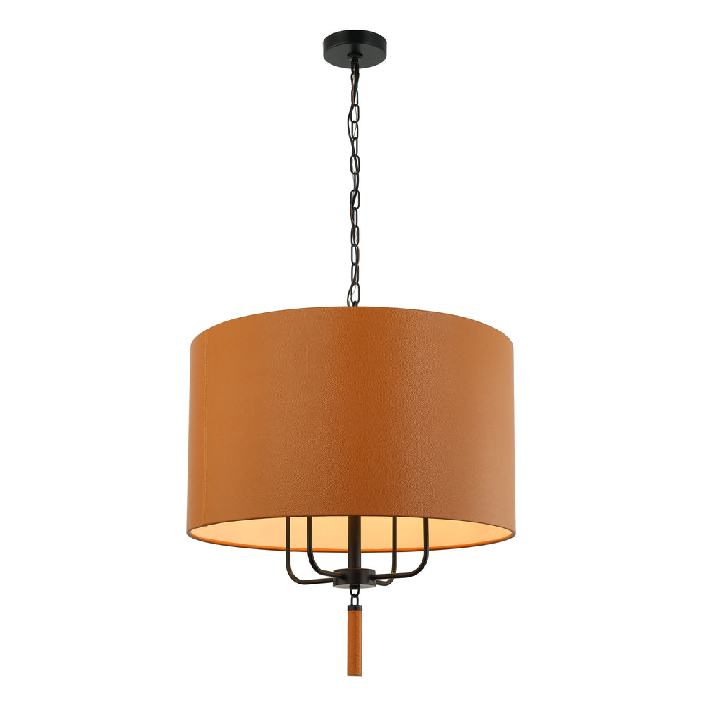 black/camel leather pendant light