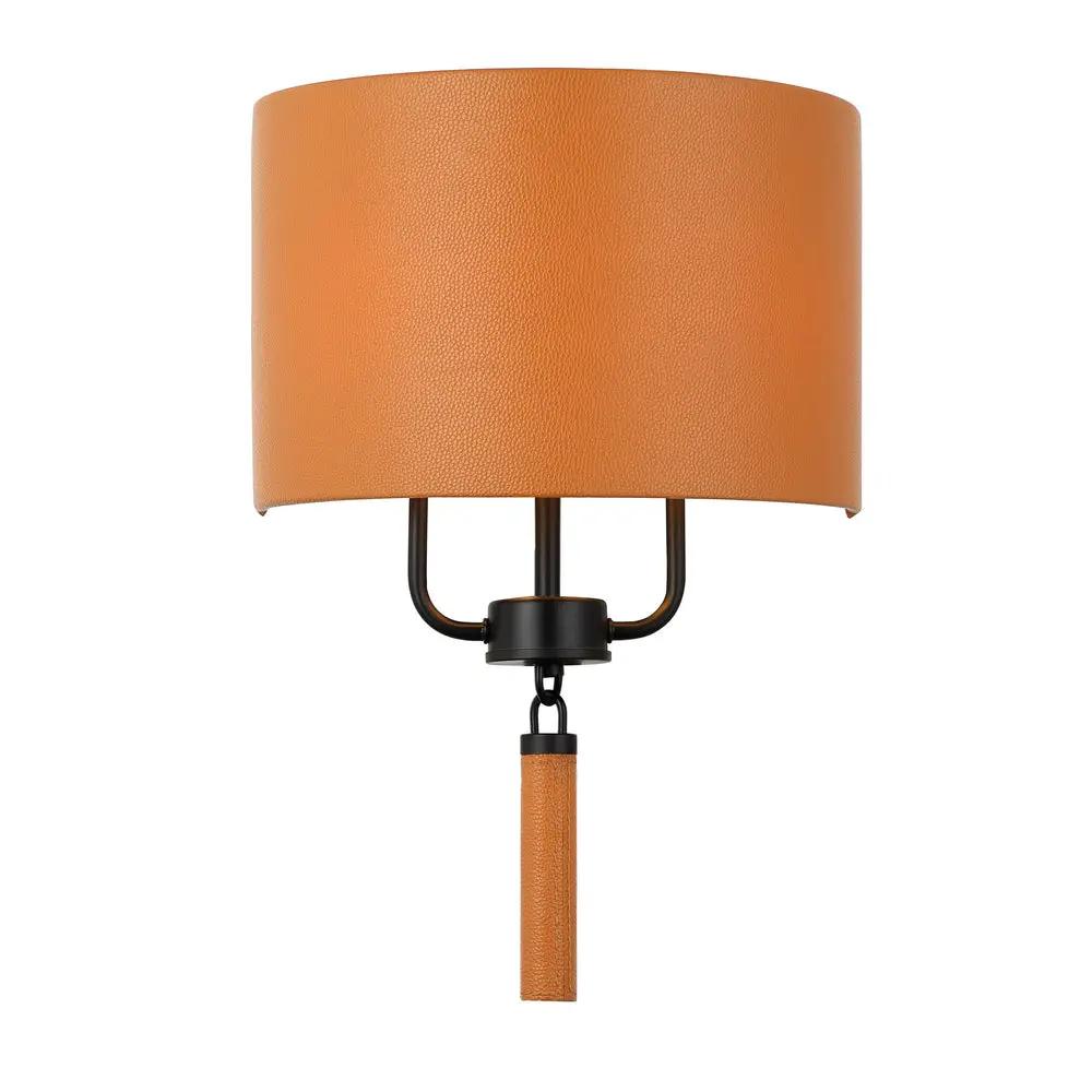 black/camel leather wall mount light