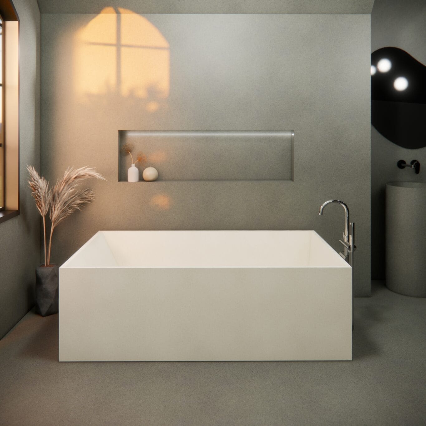 Balux Brek 66 Rectangular Concrete Freestanding Bathtub by Balux