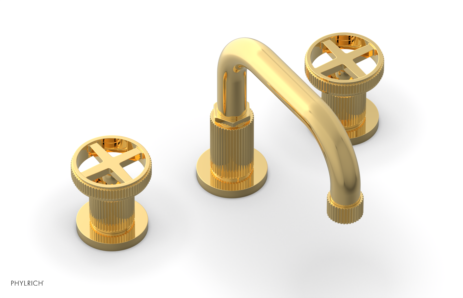 Phylrich Dustrie Grooved Widespread Faucet with Cross Handle