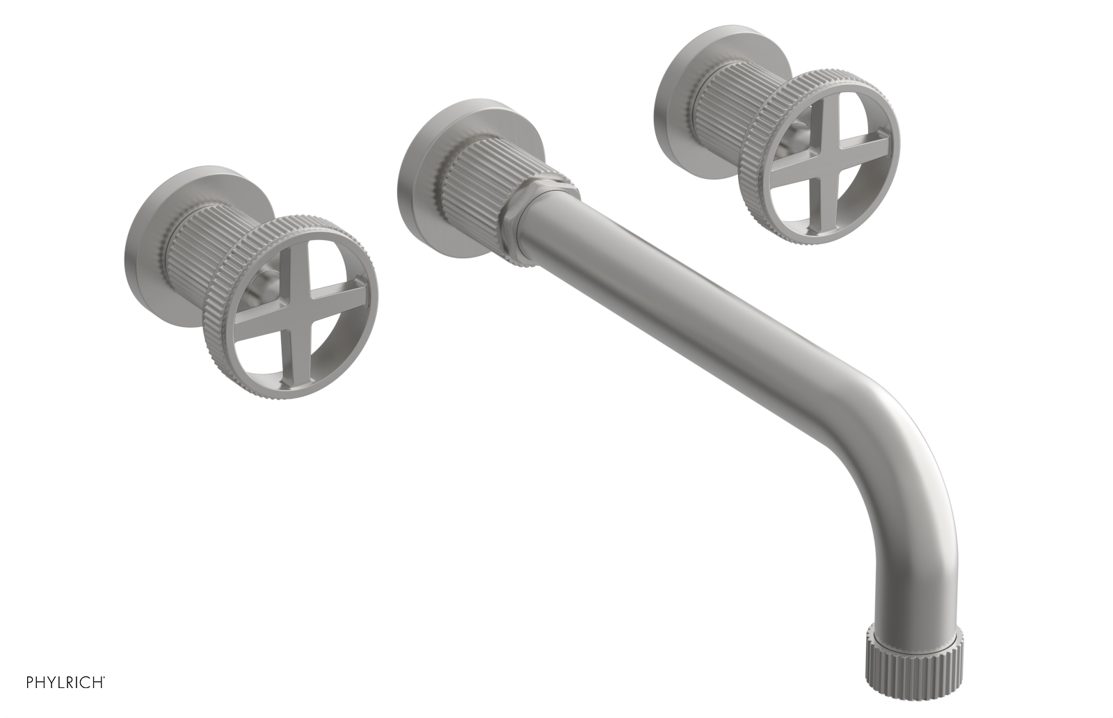 Phylrich Dustrie Grooved 10" Spout Wall Lavatory Set with Cross Handle by Phylrich