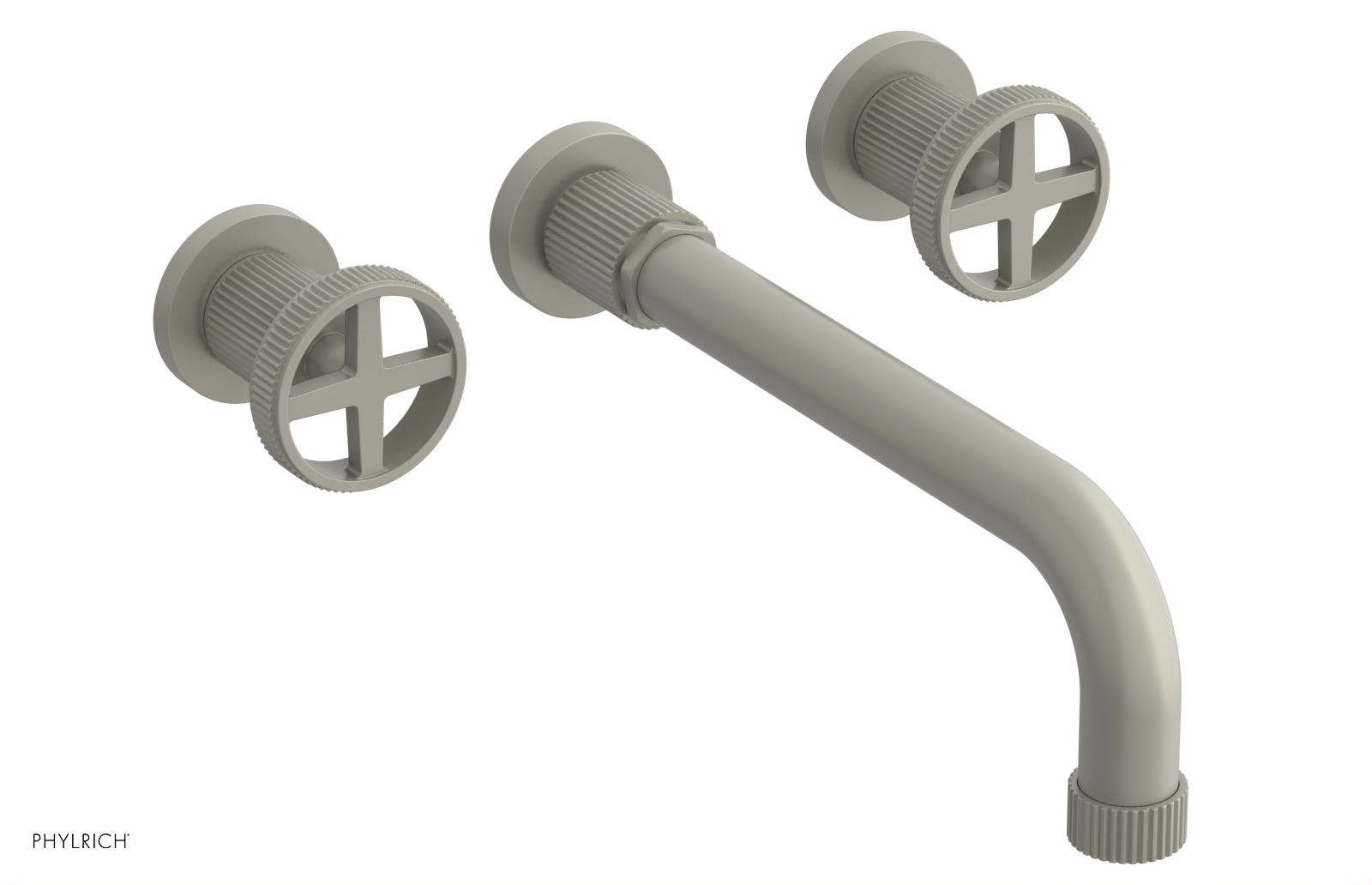 Phylrich Dustrie Grooved 10" Spout Wall Lavatory Set with Cross Handle by Phylrich