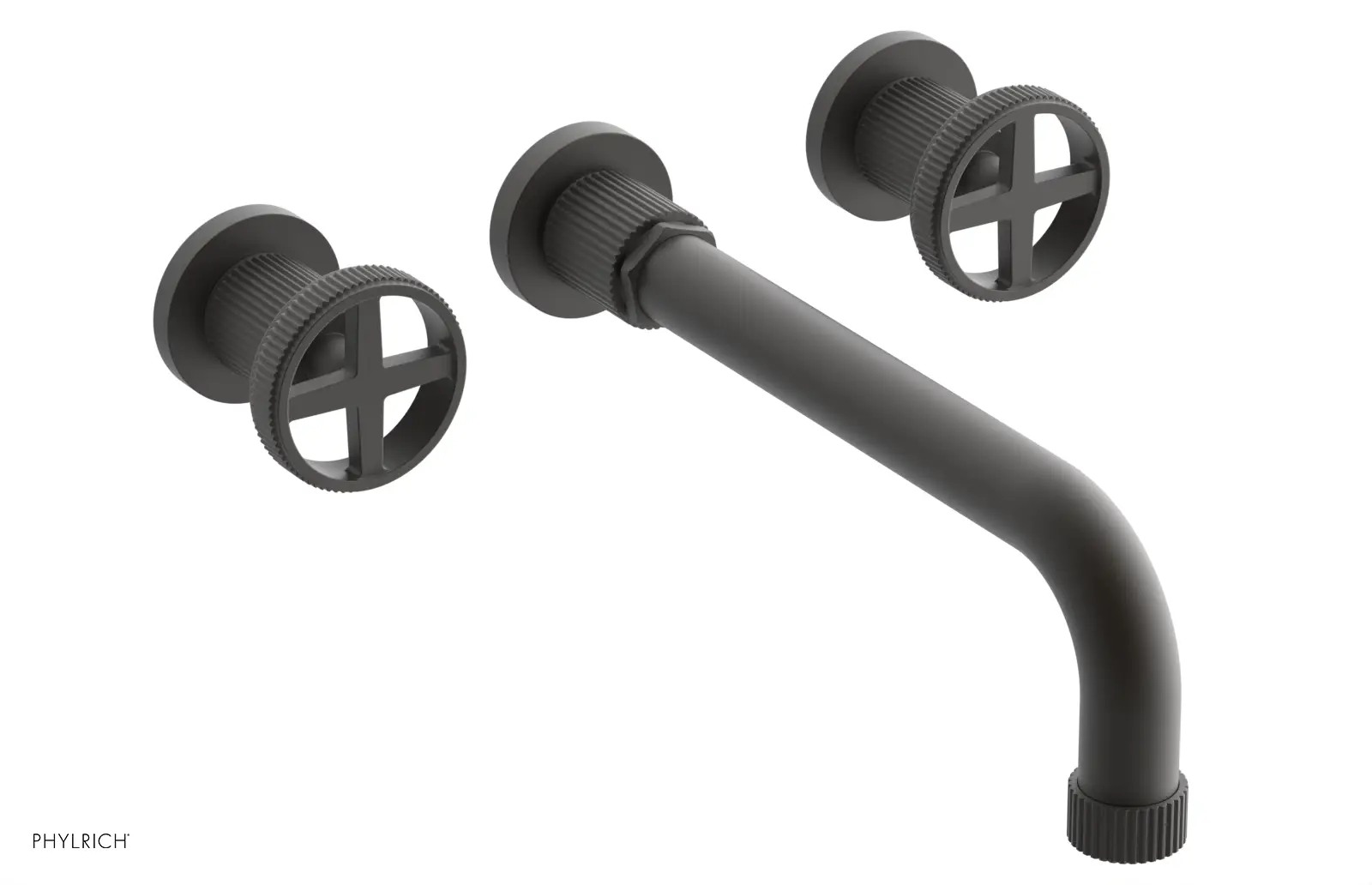Phylrich Dustrie Grooved 10" Spout Wall Tub Set with Cross Handle by Phylrich