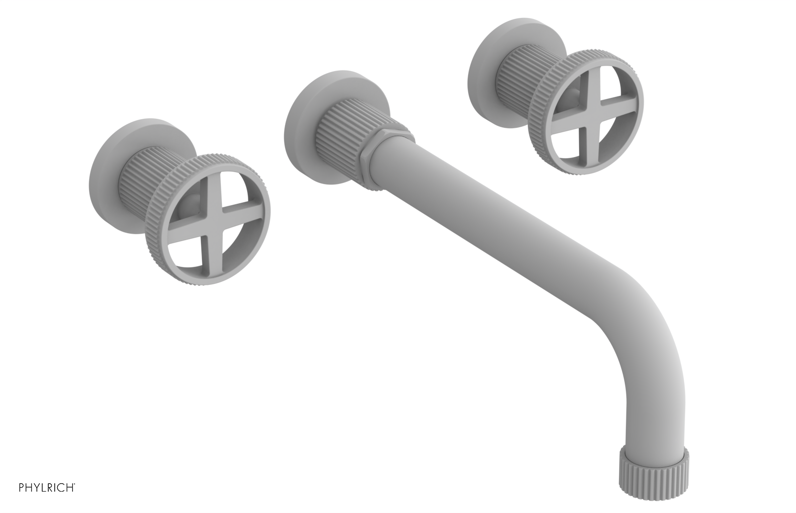 Phylrich Dustrie Grooved 10" Spout Wall Lavatory Set with Cross Handle by Phylrich