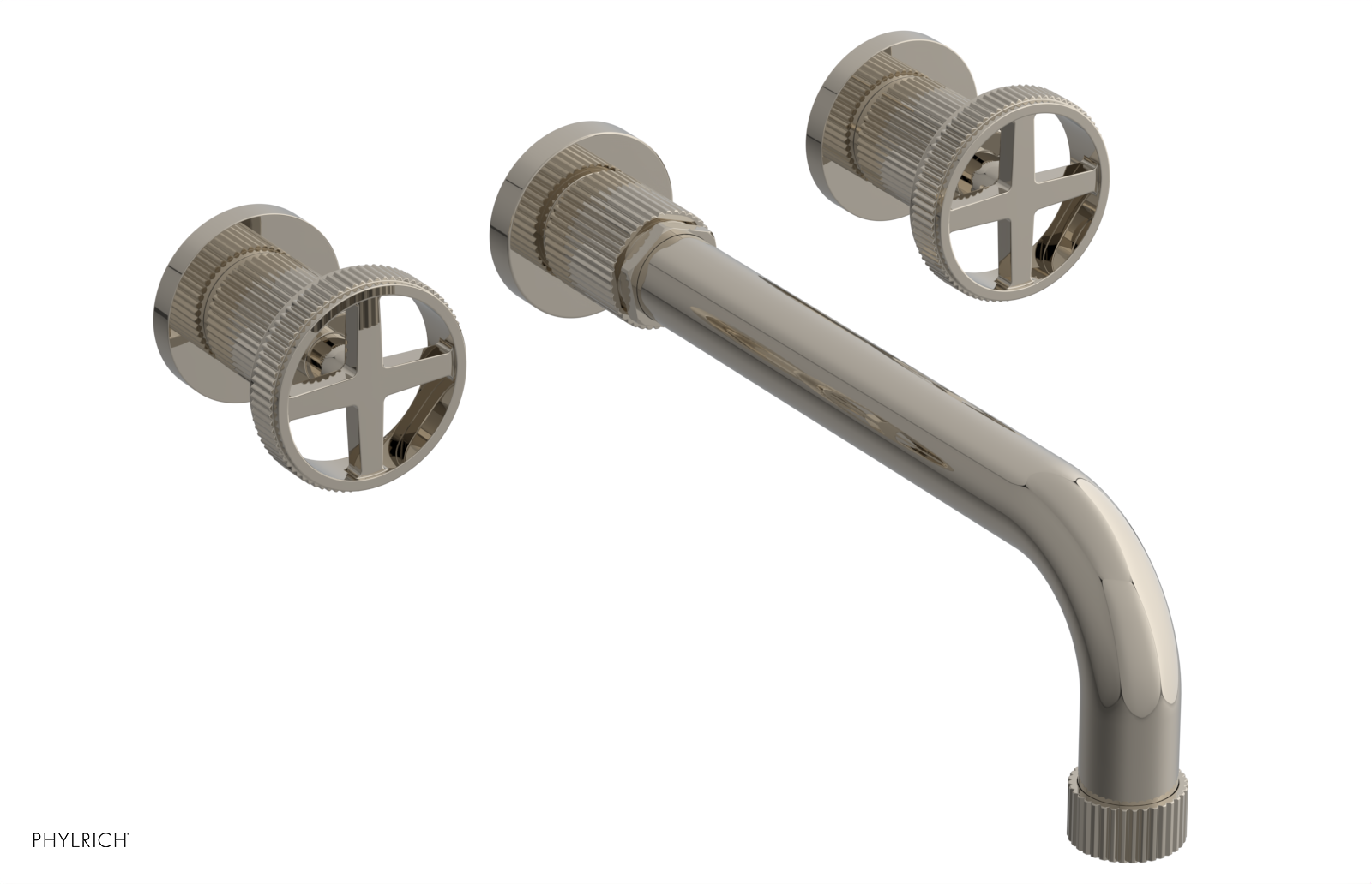 Phylrich Dustrie Grooved 10" Spout Wall Lavatory Set with Cross Handle by Phylrich