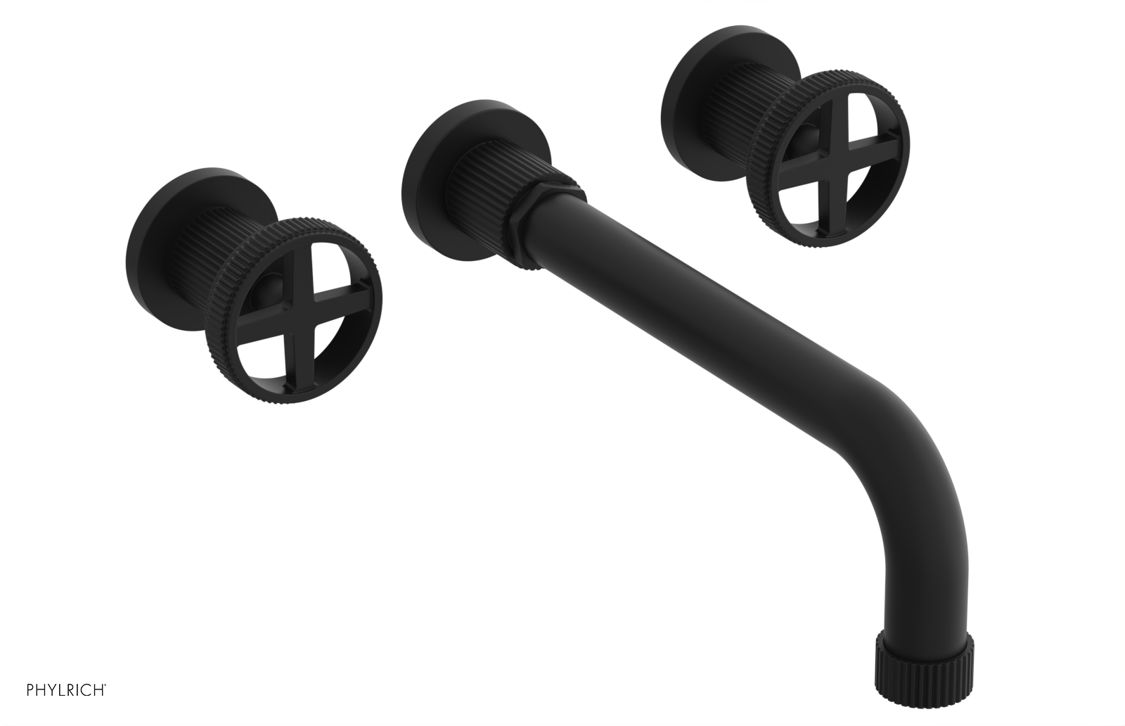 Phylrich Dustrie Grooved 10" Spout Wall Lavatory Set with Cross Handle