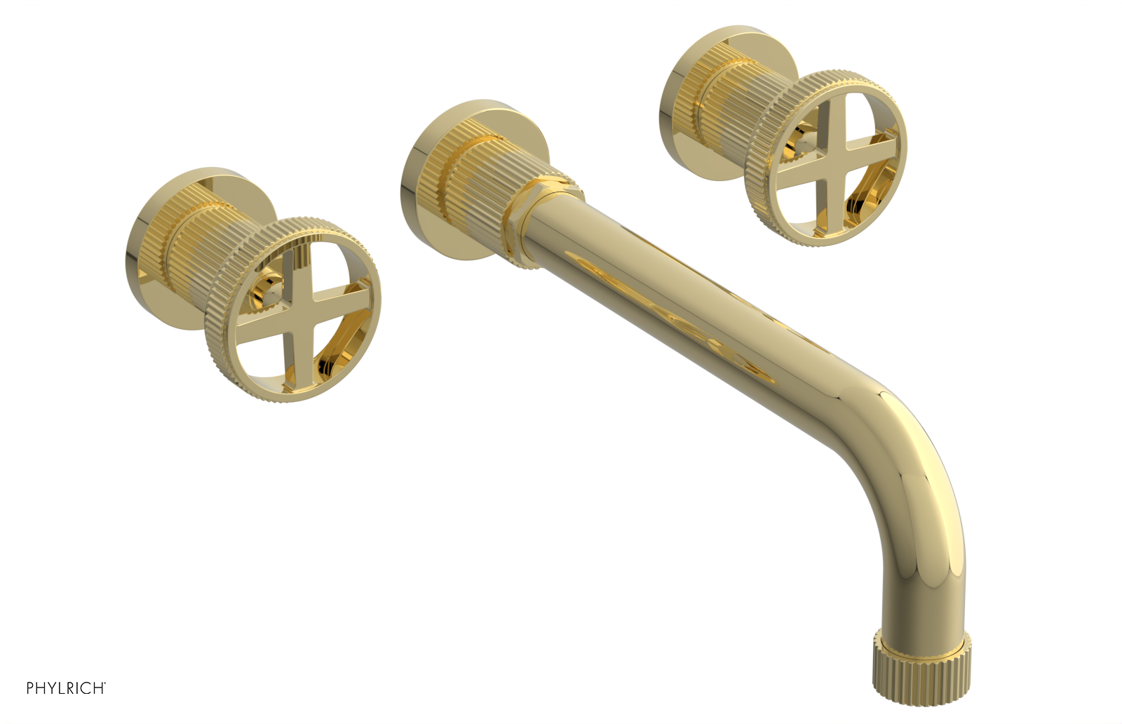 Phylrich Dustrie Grooved 10" Spout Wall Lavatory Set with Cross Handle by Phylrich