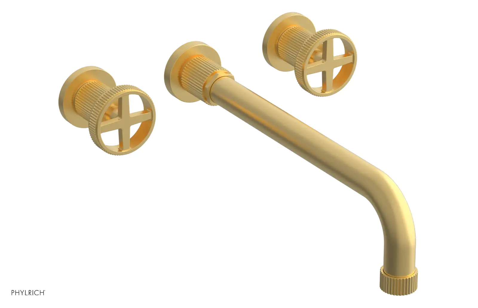 Phylrich Dustrie Grooved 12" Spout Wall Tub Set with Cross Handle by Phylrich