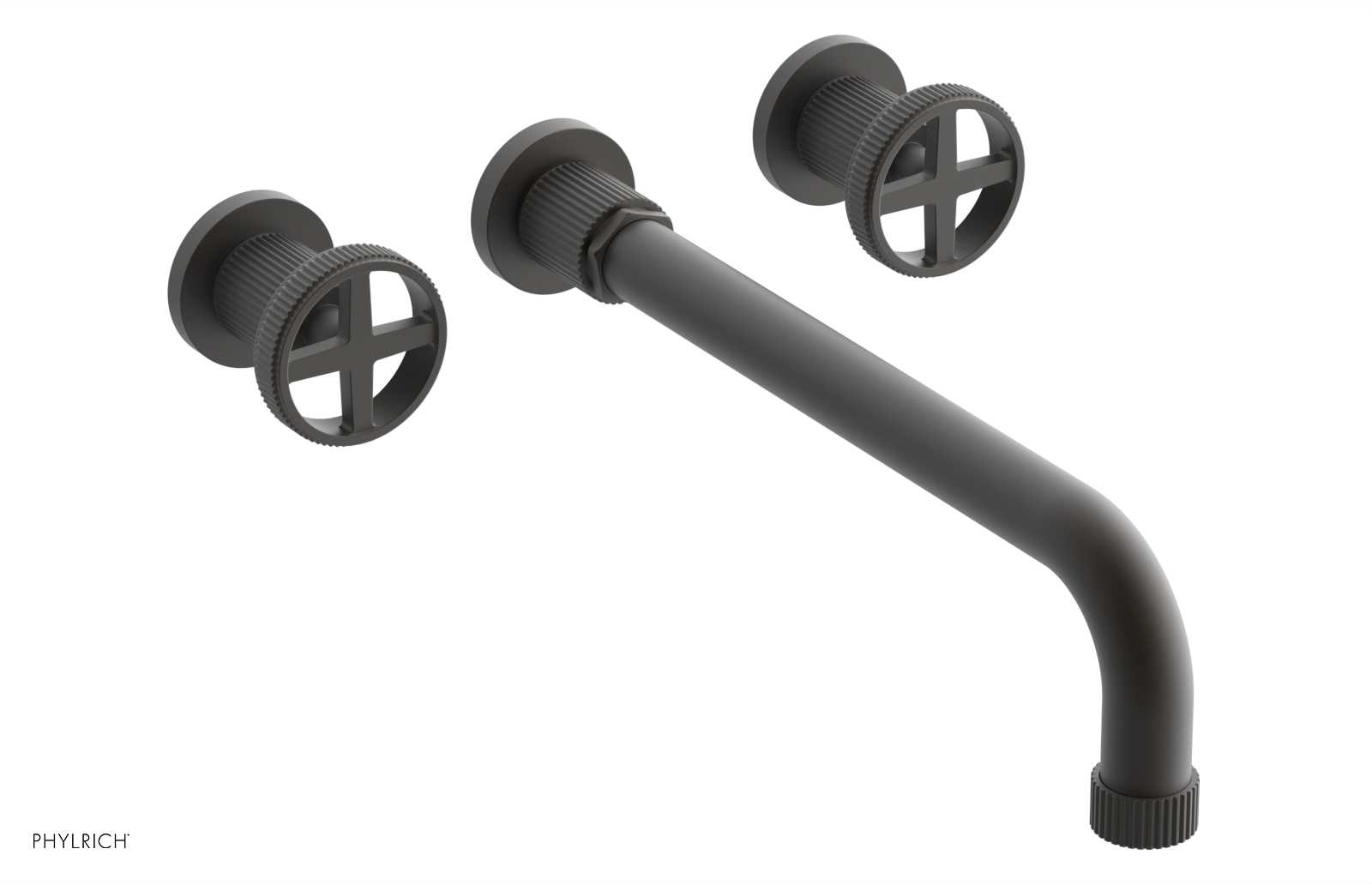 Phylrich Dustrie Grooved 12" Spout Wall Tub Set with Cross Handle