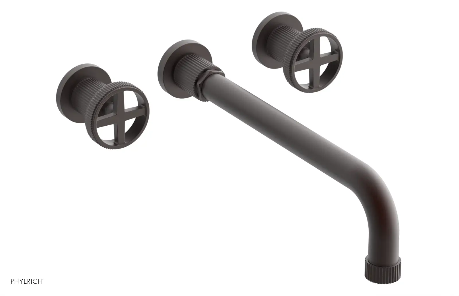 Phylrich Dustrie Grooved 12" Spout Wall Tub Set with Cross Handle by Phylrich
