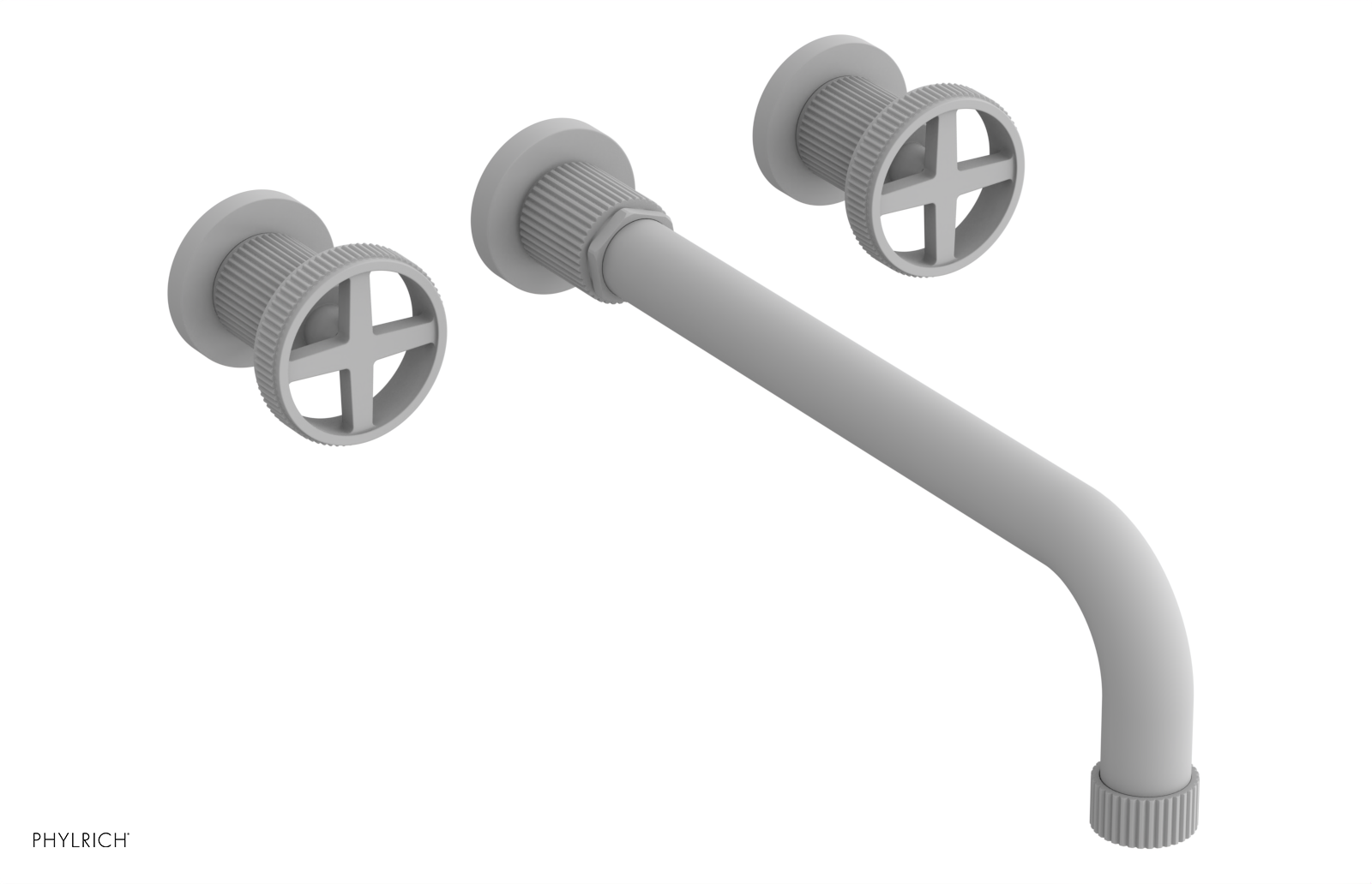 Phylrich Dustrie Grooved 12" Spout Wall Lavatory Set with Cross Handle