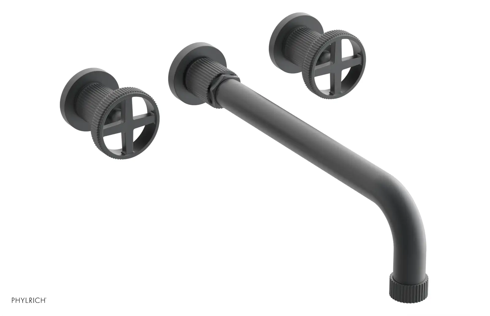 Phylrich Dustrie Grooved 12" Spout Wall Tub Set with Cross Handle by Phylrich