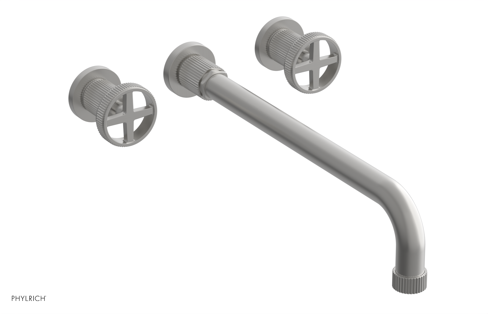 Phylrich Dustrie Grooved 14" Spout Wall Tub Set with Cross Handle by Phylrich