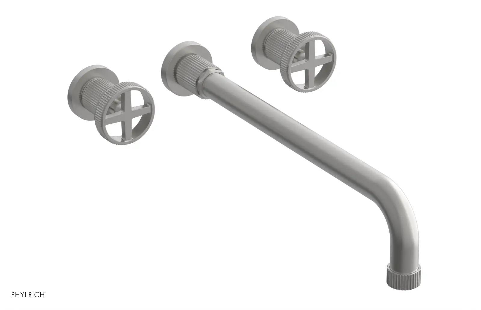 Phylrich Dustrie Grooved 14" Spout Wall Lavatory Set with Cross Handle by Phylrich