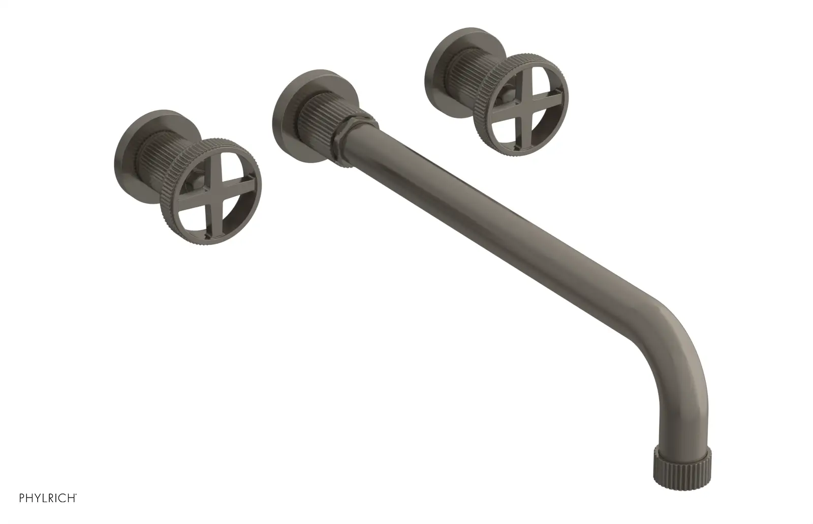 Phylrich Dustrie Grooved 14" Spout Wall Lavatory Set with Cross Handle by Phylrich
