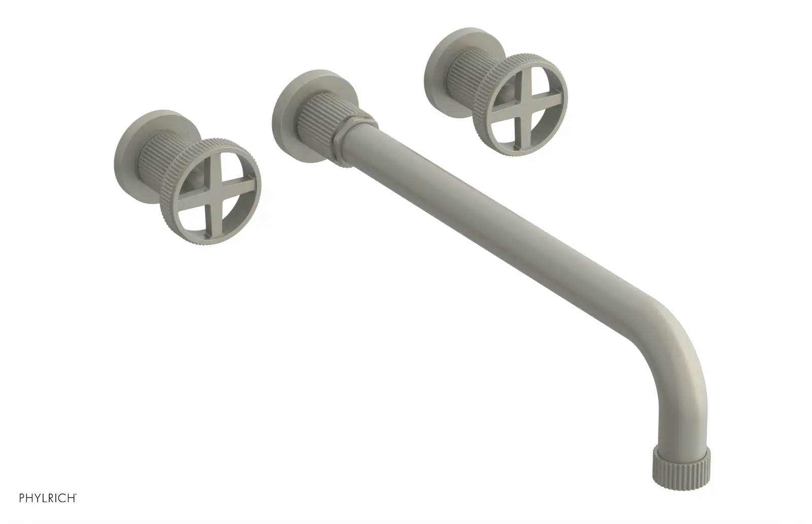 Phylrich Dustrie Grooved 14" Spout Wall Lavatory Set with Cross Handle by Phylrich