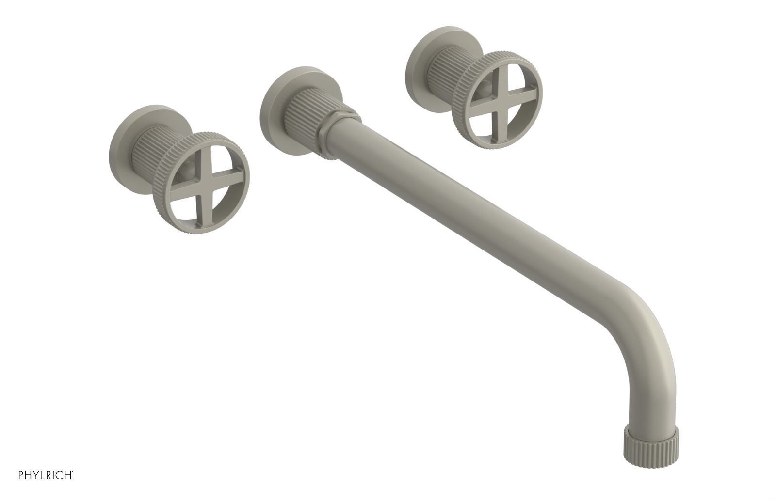 Phylrich Dustrie Grooved 14" Spout Wall Tub Set with Cross Handle by Phylrich