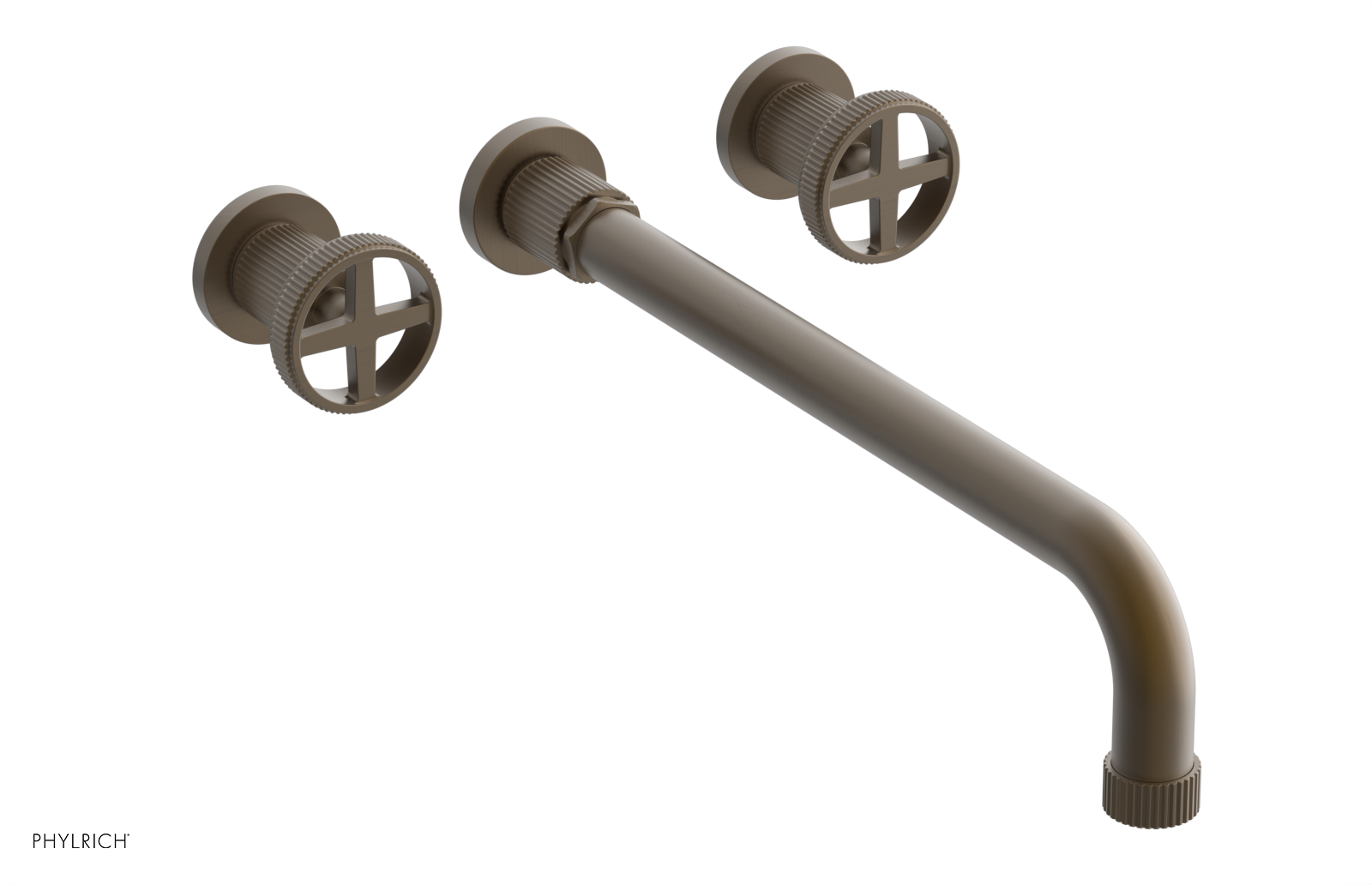 Phylrich Dustrie Grooved 14" Spout Wall Tub Set with Cross Handle by Phylrich