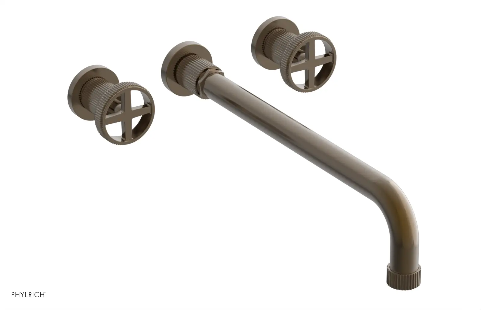 Phylrich Dustrie Grooved 14" Spout Wall Lavatory Set with Cross Handle by Phylrich