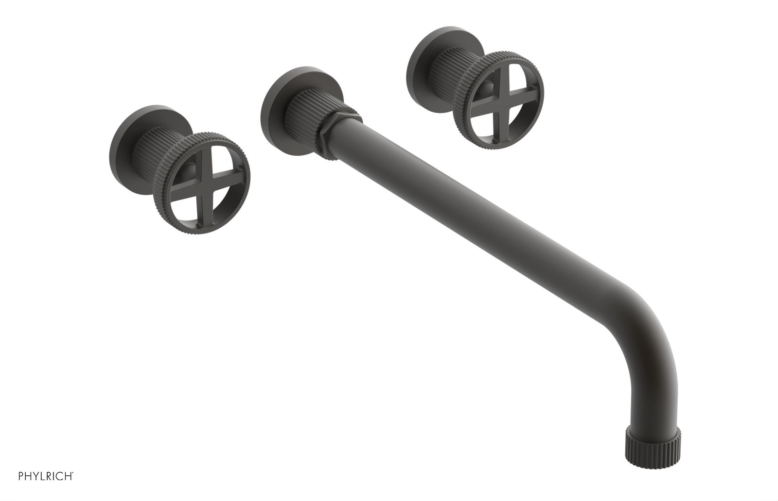 Phylrich Dustrie Grooved 14" Spout Wall Tub Set with Cross Handle by Phylrich