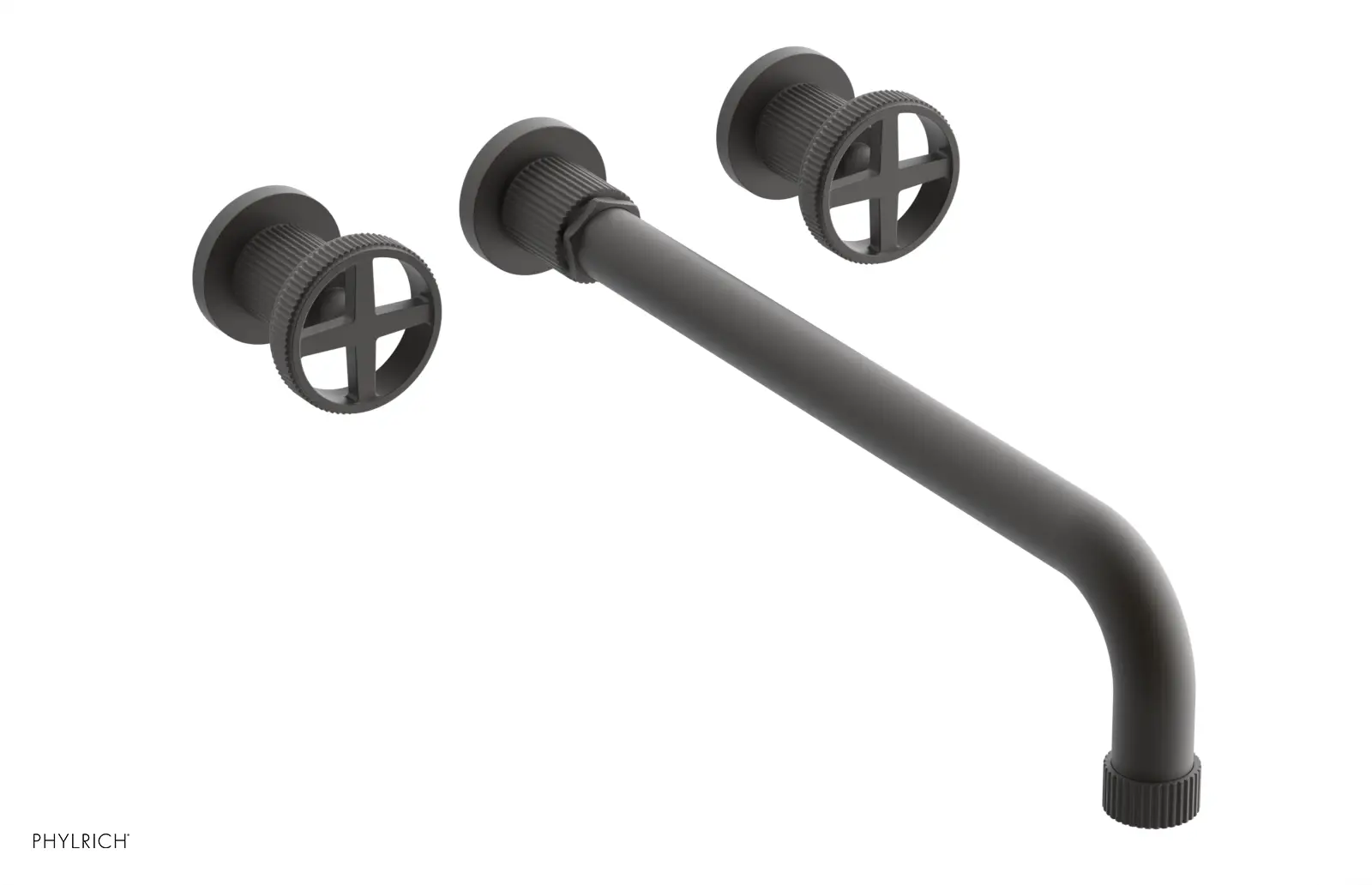 Phylrich Dustrie Grooved 14" Spout Wall Lavatory Set with Cross Handle by Phylrich